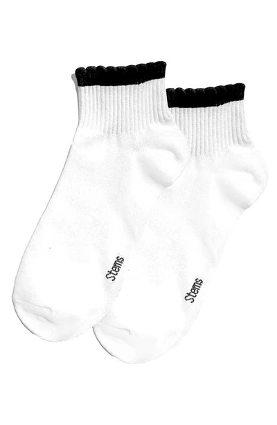 Stems Ruffle Sport 2-pack Ankle Socks In White/ Black