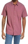 Travismathew Not Your Best Short Sleeve Button-up Shirt In Heather Ruby Wine