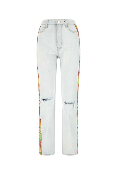 Etro Embroidered-trim Straight-leg Jeans In White
