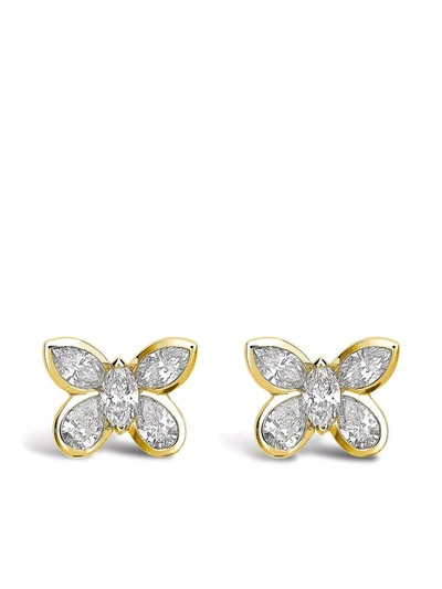 Pragnell 18kt Yellow Gold Butterfly Diamond Stud Earrings