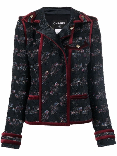 Pre-owned Chanel 2010 Double-breasted Tweed Jacket In Black