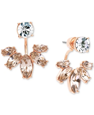 Marchesa Gold-tone Clear & Rose Crystal Jacket Earrings