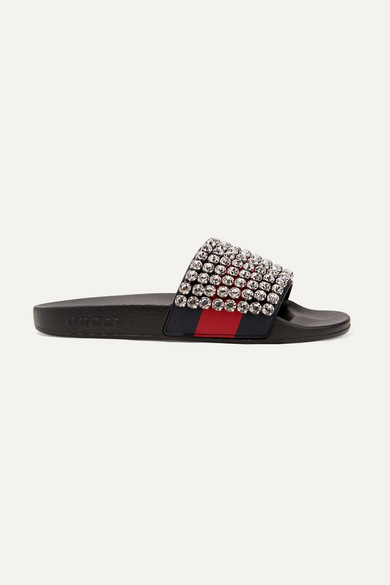 gucci crystal embellished slides