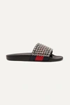 Gucci Crystal-embellished Leather And Rubber Slides In No Color