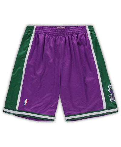 Mitchell & Ness Men's Purple Milwaukee Bucks Big And Tall Hardwood Classics Team Swingman Shorts