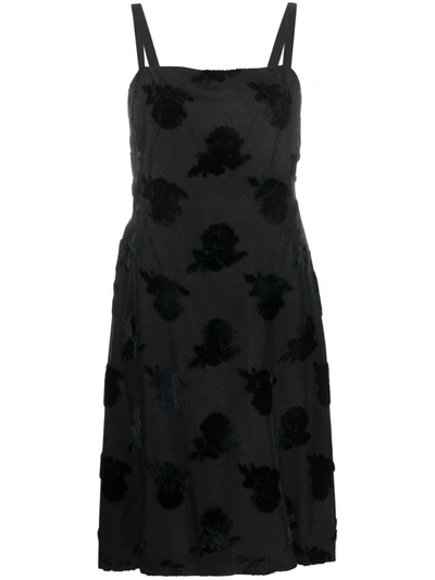 Pre-owned A.n.g.e.l.o. Vintage Cult 1960s Floral-motif Slip Dress In Black
