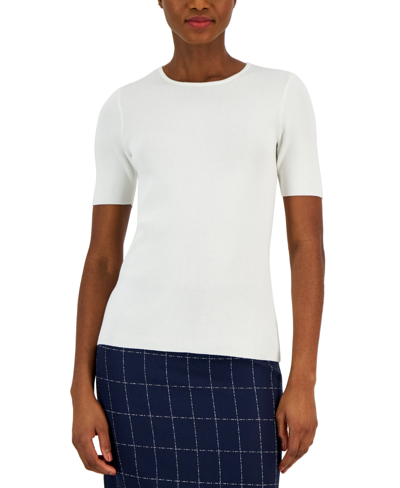 Tahari Asl Short-sleeve Sweater In Ivory