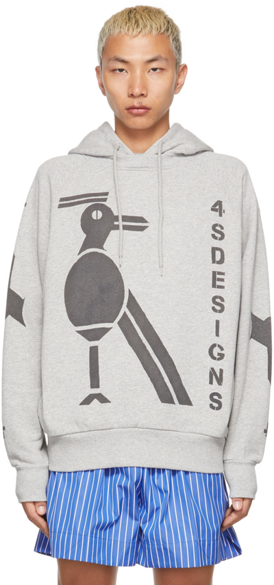 4sdesigns Bird Graphic Pullover Hoodie In 81 H Grey