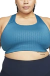 Nike Pro Dri-fit Swoosh Racerback Sports Bra In Marina/ Black