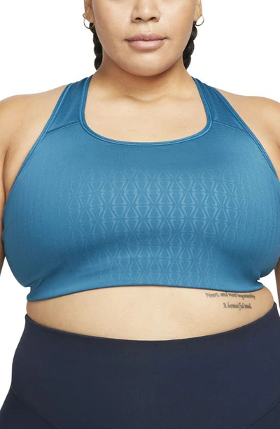 Nike Pro Dri-fit Swoosh Racerback Sports Bra In Marina/ Black
