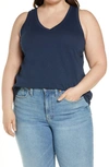 Madewell Whisper Cotton V-neck Tank In Twilight