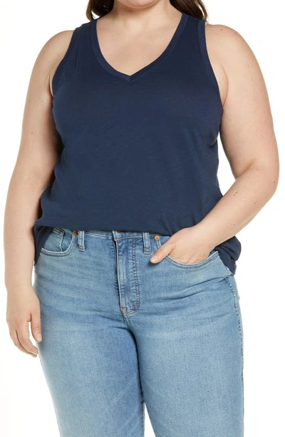 Madewell Whisper Cotton V-neck Tank In Twilight