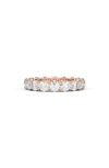 Hautecarat Round Cut 6.50ct Lab Created Diamond 18k Gold Eternity Band Ring In 18k Rose Gold