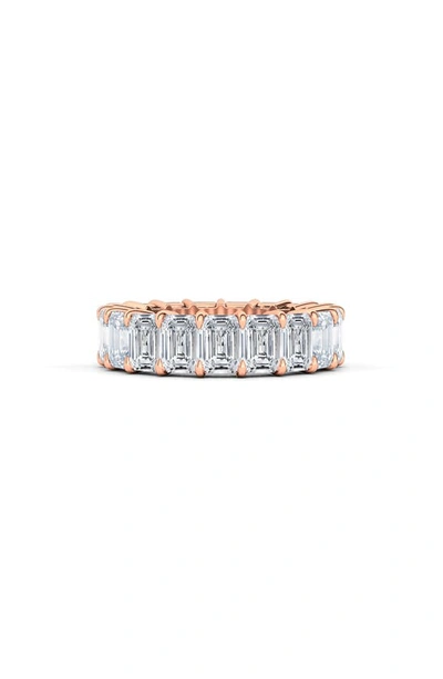 Hautecarat Emerald Cut Lab Created Diamond 18k Gold Eternity Band In 18k Rose Gold