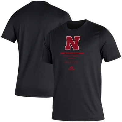 Adidas Originals Men's Adidas Black Nebraska Huskers Sideline Locker Tag Creator Aeroready T-shirt