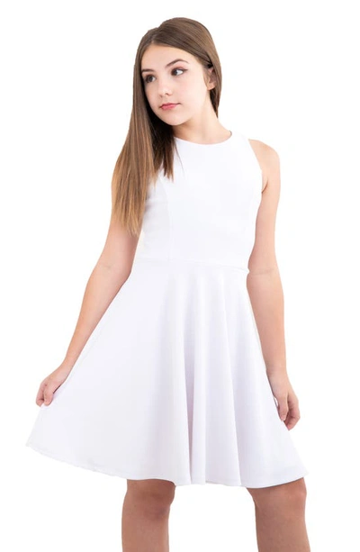 Un Deux Trois Kids' Textured Racerback Fit & Flare Dress In White