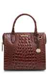 Brahmin Small Caroline Croc Embossed Leather Satchel In Pecan