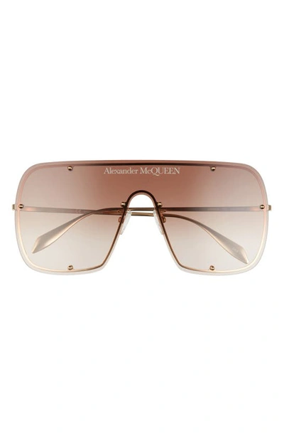 Alexander Mcqueen 99mm Shield Sunglasses In Gold