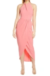 Julia Jordan Knot Neck Halter Dress In Melon