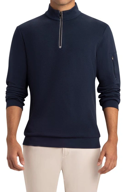 Bugatchi Quarter Zip Cotton Sweatshirt In Navy