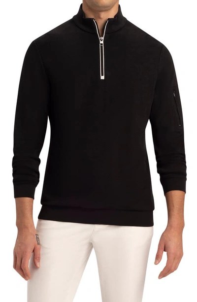 Bugatchi Quarter Zip Cotton Sweatshirt In Black