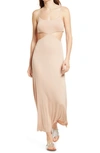 Free People Piper Cut-out Detail Stretch-woven Midi Dress In Natural
