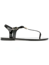 Dolce & Gabbana Logo-embellished Patent-leather Sandals In Black