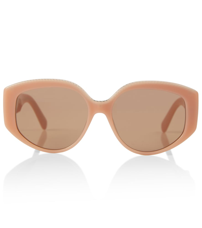 Stella Mccartney Embellished Sunglasses In Shiny Beige / Brown