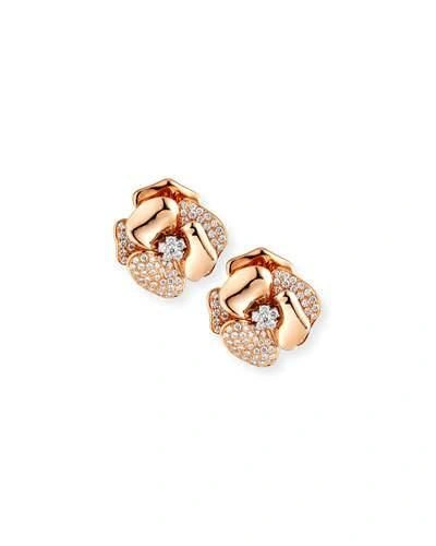 Leo Pizzo 18k Rose Gold Flower Earrings With Diamonds