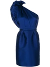 Stella Mccartney Satin One-shoulder Mini Dress In Blue