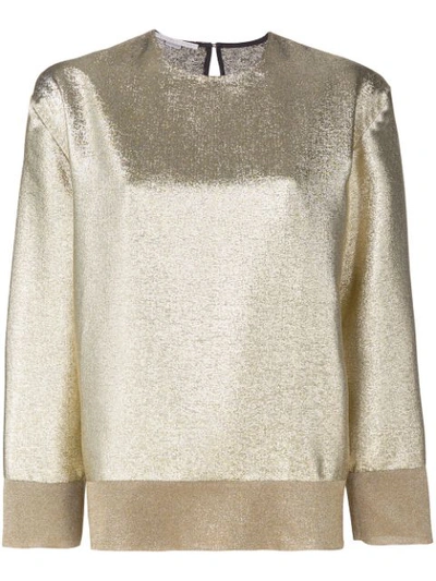 Stella Mccartney Oversized Metallic Jersey Sweatshirt In Gold