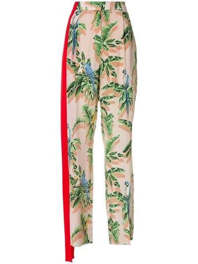 Stella Mccartney Tropical Print Silk Trousers In Pink