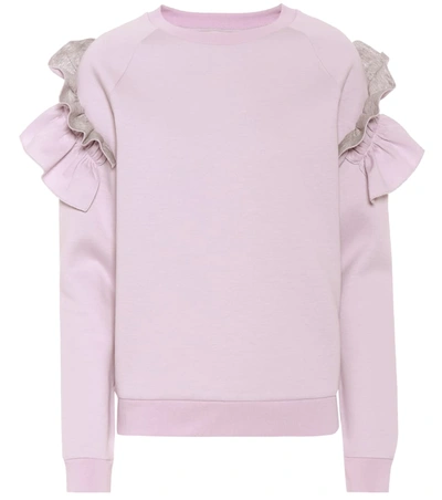 Stella Mccartney Embellished Cotton-blend Sweatshirt In Lilac
