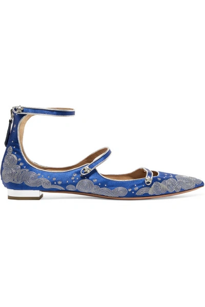 Aquazzura Claudia Schiffer Cloudy Star Embroidered Satin Point