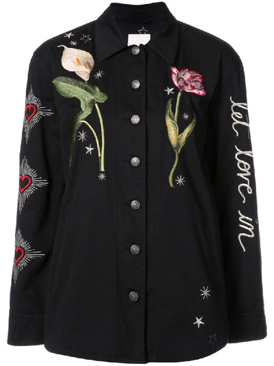 Cinq À Sept Botanical Canyon Embroidered Jacket In Black