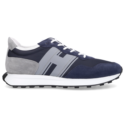 Hogan H601 Sneakers In Suede With Technical Fabric Inserts In Blue