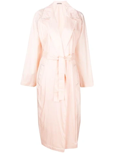 Bottega Veneta Studded Light Silk Robe Duster Coat In Pink