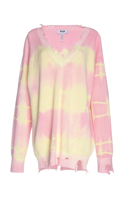 Msgm Oversized Long Sleeve Knit Top In Pink