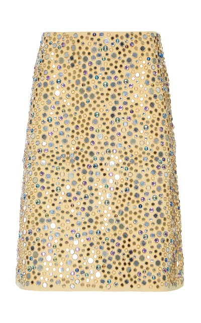 Bottega Veneta Embellished Faux-suede Skirt In Medium Brown