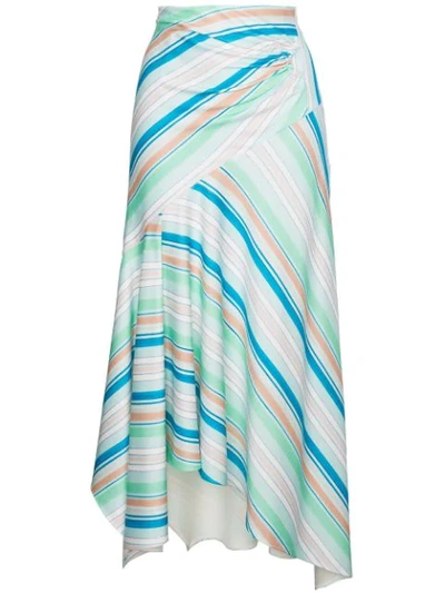 Peter Pilotto Striped Jersey Wrap-effect Skirt In Green