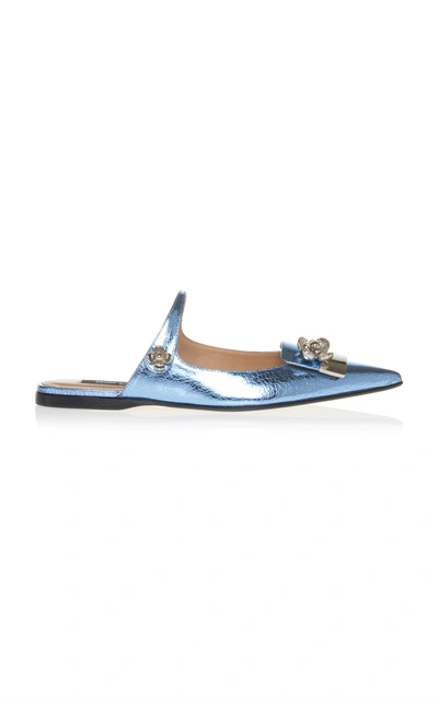 Sergio Rossi Sr1 Metallic Flat In Blue