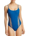 Red Carter Cutout One Piece Swimsuit In Marine Blue