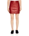 Sandro Diva Leather Mini Skirt In Mahogany