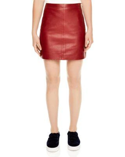 Sandro Diva Leather Mini Skirt In Mahogany