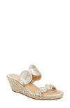Jack Rogers 'shelby' Whipstitched Wedge Sandal In Platinum
