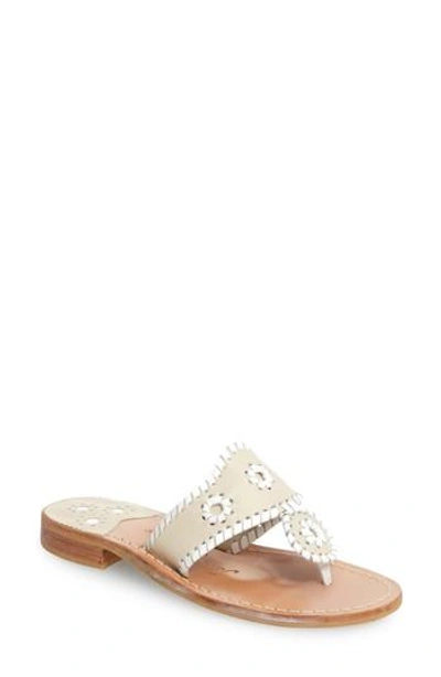 Jack Rogers Whipstitched Flip Flop In Bone/ White