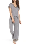 Natori 'zen Floral' Pajama Set In Pastel Grey