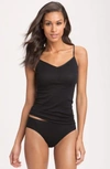 Hanro Seamless V-neck Cotton Camisole In Black