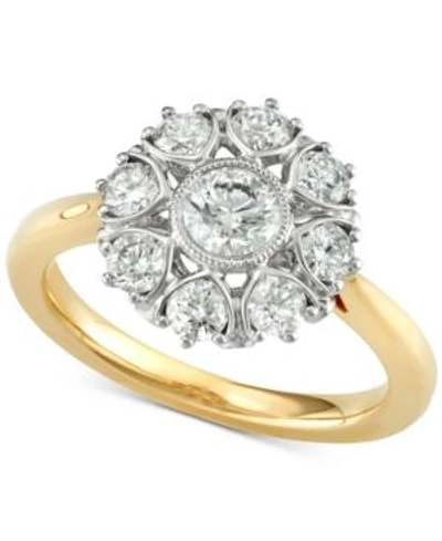 Marchesa Diamond Floral Engagement Ring (1-1/3 Ct. T.w.) In 18k Gold, Created For Macy's In Yellow Gold