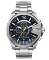 Diesel Men's Chronograph Mega Chief Stainless Steel Bracelet Watch 51mm In Silver